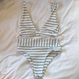 High Waisted Strip Bikini